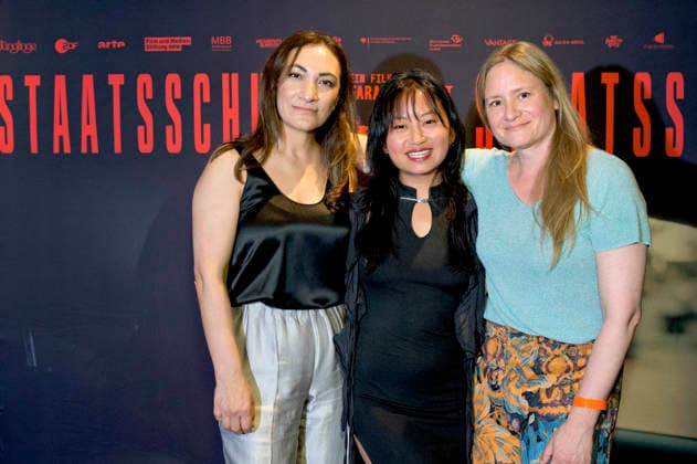 Alev Irmak, Chen Emilie Yan, and Julia Jentsch at the premiere of the film *Staatsschutz* at Cinenova in Cologne, August 28, 2026 Foto:xC.xAdolph xFuturexImagex staatsschutz_6706