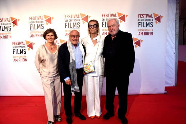 Film: Return to Montauk; Daniela Goetz, Festival Director; Volker Schlöndorff, Director; Cornelia von Maltzahn, Honorary Award Recipient; Dr. Michael Goetz, Festival Director; Ludwigshafen, August 28, 2026, on the banks of the Rhine; 22nd German Film Festival 2026; Photo: Ludwigshafen