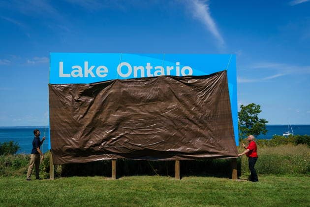 August 29, 2026, Grimsby, On, Canada: Ontario Premier Doug Ford, right, and Niagara West MPP, Sam Oosterhoff unveil a sign for Lake Ontario at Fifty Point Conservation Area in Grimsby, Ont., on Saturday, Aug. 29, 2026. Grimsby Canada - ZUMAc35_ 20260829_zaf_c35_034 Copyright: xKeitoxNewmanx