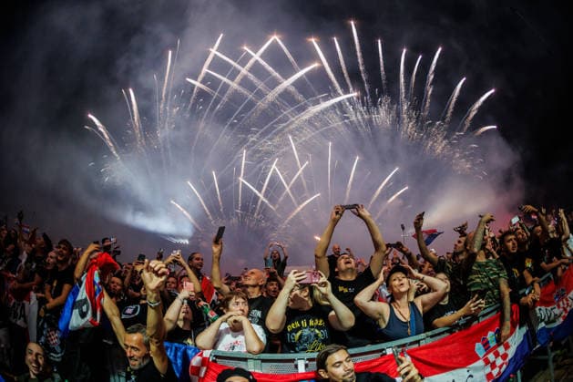 Marko Perkovic Thompson concert in Vukovar, Croatia Fireworks light up the sky as people enjoy Marko Perkovic Thompson concert at Economic Zone in Vukovar, Croatia on August 29, 2026.  ZvonimirxBarisin PIXSELL