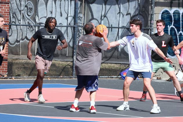 Adam Sandler playing basketball in New York Actor Adam Sandler is playing basketball with friends in New York on August 29, 2026. Adam will turn 60 years old on September 9th. Photo by Dylan Travis ABACAPRESS.COM New York NY  Copyright: xDylanxTravis ABACAx