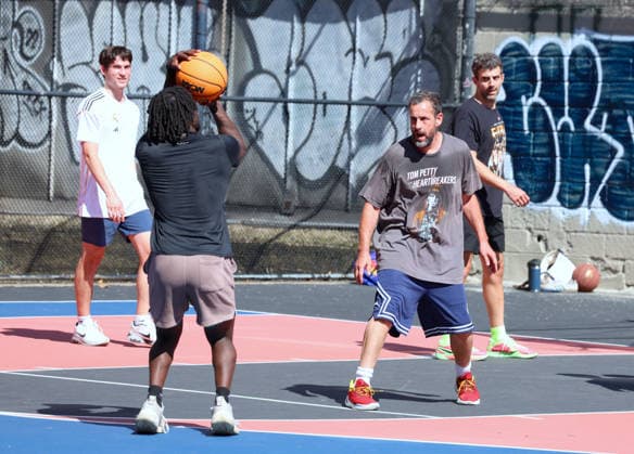 Adam Sandler playing basketball in New York Actor Adam Sandler is playing basketball with friends in New York on August 29, 2026. Adam will turn 60 years old on September 9th. Photo by Dylan Travis ABACAPRESS.COM New York NY  Copyright: xDylanxTravis ABACAx