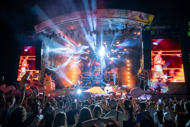 The German band SDP performing at the Superbloom Festival in Munich s Olympic Park on August 29, 2026; Munich Olympic Park, Bavaria, Germany