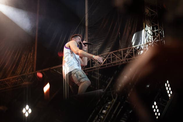 German singer Vincent Stein, also known as Beatzarre, of the band SDP during his performance at the Superbloom Festival in Munich s Olympic Park on August 29, 2026, Munich Olympic Park, Bavaria, Germany