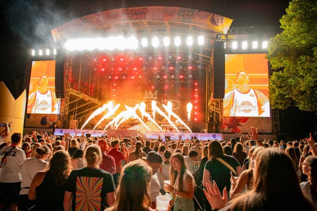 The German band SDP performing at the Superbloom Festival in Munich s Olympic Park on August 29, 2026, Munich Olympic Park, Bavaria, Germany