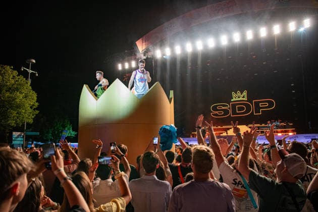 The German band SDP performing at the Superbloom Festival in Munich s Olympic Park on August 29, 2026, Munich Olympic Park, Bavaria, Germany