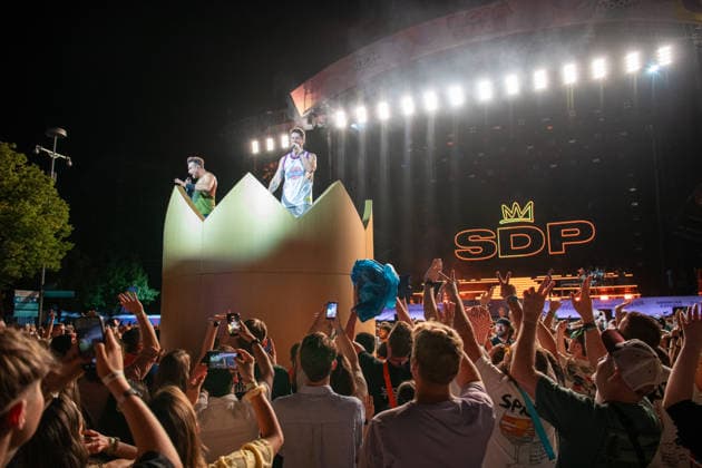 The German band SDP performing at the Superbloom Festival in Munich s Olympic Park on August 29, 2026, Munich Olympic Park, Bavaria, Germany