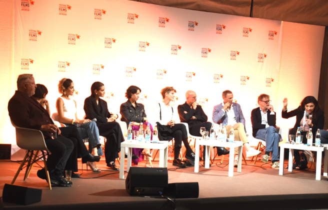 Film Discussion Film Block 10: From left, Axel Prahl, actor (6th from left); Bibiana Beglau, actress (7th from left); Christian Berkel, actor; Lydia Georgantzi, actress; Voula Doulgkeridou, actress; Talia Dogan, actress; Nilofa