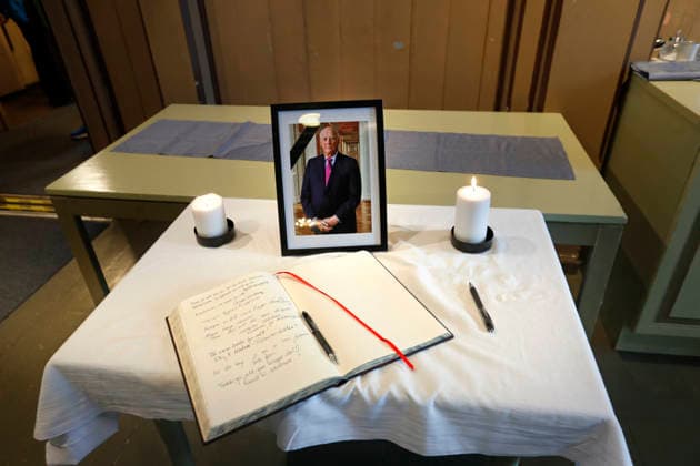 King Harald V has died in Tromsø on August 30, 2026. Book of condolences at Tromsø Cathedral for King Harald. Photo by Rune Stoltz Bertinussen, NTB, Tromsø, Norway. Y0j1z4vf1QQ. EDITORIAL USE ONLY. Ref. BNCY0j1z4vf1QQ jpg  Copyright: xRunexStoltzxBertinussenx xNTBx