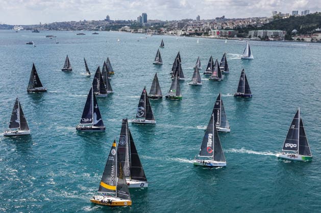 The Victory Cup leg of the 7th Presidential International Yacht Races in Istanbul ISTANBUL, TURKIYE - AUGUST 30 : An aerial view of yachts during the Victory Cup, the third stage of the Presidential International Yacht Races, takes place in the Bosphorus Strait during the 104th anniversary of Victory Day in Istanbul, Turkiye on August 30, 2026. Hakan Akgun Anadolu Istanbul Turkey. Editorial use only. Please get in touch for any other usage.  Copyright: x2026xAnadoluxHakanxAkgunx