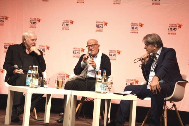Film Discussion: Return to Montauk Dr. Michael Goetz, Festival Director; Volker Schlöndorff, Director; Rüdiger Suchsland, 2026 Festival Honorary Award Recipient; Moderator: Ludwigshafen, August 28, 2026, on the banks of the Rhine; 22nd German Film Festival 2026 Photo: Ludwigshafen