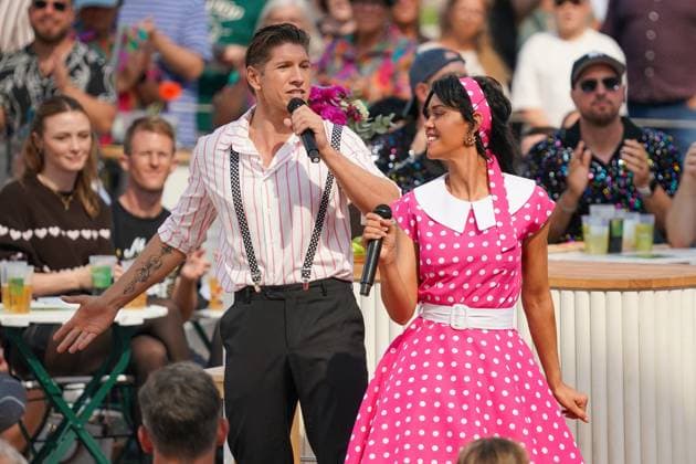 ZDF Fernsehgarten 2026: Vanessa Neigert and Giovanni Weisheit on ZDF Fernsehgarten, themed Schlager Party, on August 30, 2026, in Mainz, Rhineland-Palatinate, Germany