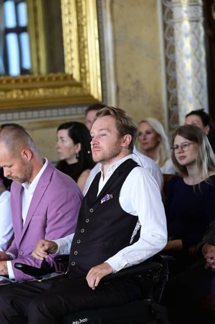 Samuel Koch at the 27th presentation of the prestigious Erich Kästner Prize to Samuel Koch by the Dresden Press Club at Albrechtsberg Castle in Dresden, August 30, 2026 Copyright: xMatthiasxWehnertx
