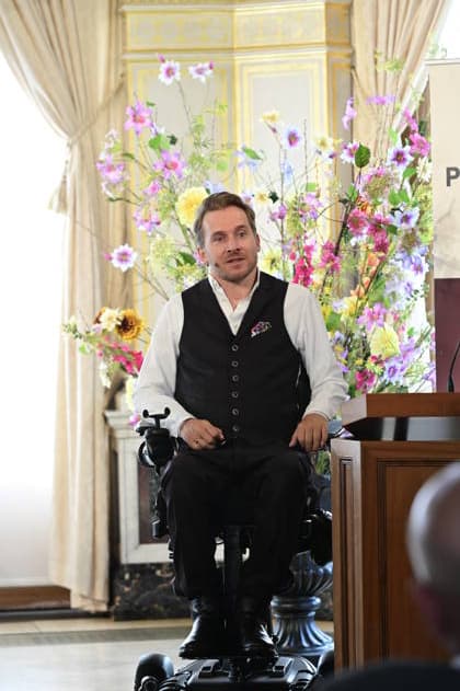 Samuel Koch at the 27th presentation of the prestigious Erich Kästner Prize to Samuel Koch by the Dresden Press Club at Albrechtsberg Castle in Dresden, August 30, 2026 Copyright: xMatthiasxWehnertx