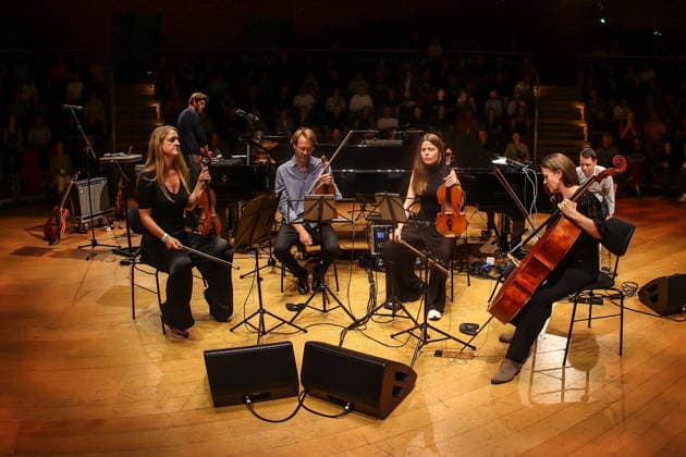Concert by mum performs at the Boulez Saal in Berlin, as part of the POP Kultur Festival Berlin; mum performs Sonnenuhr, by Gunnar Tynes and Örvar Smarason