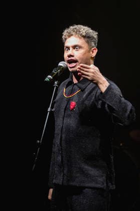 SaO PAULO, SP - 30.08.2026: SHOW SILVERO PEREIRA CANTA BELCHIOR - Actor Silvero Pereira performs a show in Sao Paulo in homage to the musician Belchior from Ceara. Interpreting classic Brazilian popular music (MPB) songs such as "Como Nossos Pais" and "Medo de Aviao," Silvero Pereira comments on the singer& 39;s work and life, revisiting great MPB songs. The performance took place at Sesc Santo Amaro on the evening of Sunday, August 30, 2026, in Sao Paulo. x3007617x  VanxCampos