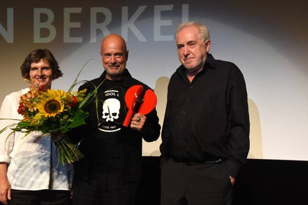 Daniela Goetz, Festival Director; Christian Berkel, Actor; 2026 Festival Award Winner for Acting; Dr. Michael Goetz, Laudator; Festival Director, Ludwigshafen, August 30, 2026, on the banks of the Rhine; 22nd German Film Festival 2026; Photo: Ludwigshafen
