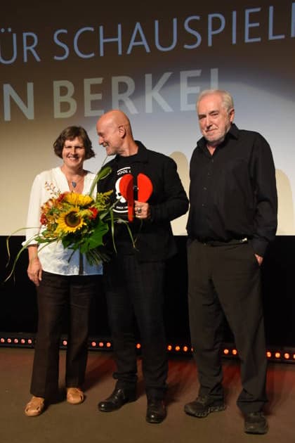 Daniela Goetz, Festival Director; Christian Berkel, Actor; 2026 Festival Award Winner for Acting; Dr. Michael Goetz, Laudator; Festival Director, Ludwigshafen, August 30, 2026, on the banks of the Rhine; 22nd German Film Festival 2026; Photo: Ludwigshafen