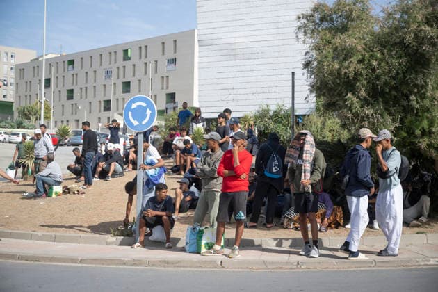 The humanitarian crisis in Ceuta continues. Police clear the migrant camp at Loma Colmenar on August 31, 2026, in Ceuta, Spain. Ceuta continues to face a serious humanitarian crisis following the historic mass influx of more than 70,000 migrants who swam across the Tarajal on July 30 and 31. Although the current police deployment and border reinforcement by the Moroccan authorities have managed to stem the influx, the autonomous city continues to face a serious humanitarian, health, and security crisis. August 31, 2026, Spain  Copyright: xMarcosxMorenox 7741039