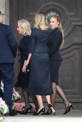 Mathilde Favier Funeral - Paris Camilla of Bourbon-Two Sicilies and Princess Maria Carolina of Bourbon-Two Sicilies during the funeral of Mathilde Favier, director of public relations for Christian Dior Couture, at the Saint-Sulpice church in Paris, France, on August 31, 2026. She died in a car accident with her partner, French producer Nicolas Altmayer, on August 17, aged 57 and 61, respectively. Photo by Eliot Blondet ABACAPRESS.COM Paris France  Copyright: xBlondetxEliot ABACAx