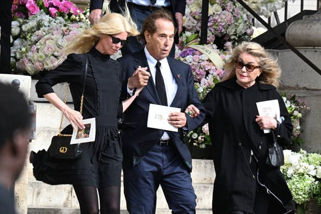 Claudia Schiffer, Gilles Dufour, Catherine Deneuve Leaving Mathilde Favier s funeral at the Church of Saint Sulpice in Paris, on August 31, 2026 Paris, France  Copyright: xAgencex xBestimagexAgencex xBestimagex