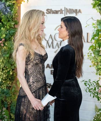 August 31, 2026, Westwood, California, United States: Nichole Kidman, left, and Sandra Bullock arrive on the red carpet premiere of Practical Magic 2 at the Directors Village in Westwood California on Aug. 31, 2026. Westwood United States  - ZUMAt169 20260831_zep_t169_012 Copyright: xConnorxTerryx