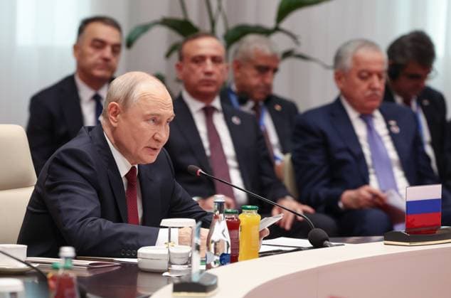Kyrgyzstan SCO Summit 9232350 01.09.2026 Russian President Vladimir Putin attends a session of the Shanghai Cooperation Organization (SCO) summit in Bishkek, Kyrgyzstan. Vyacheslav Prokofiev Sputnik Bishkek Kyrgyzstan  Copyright: xVyacheslavxProkofievx