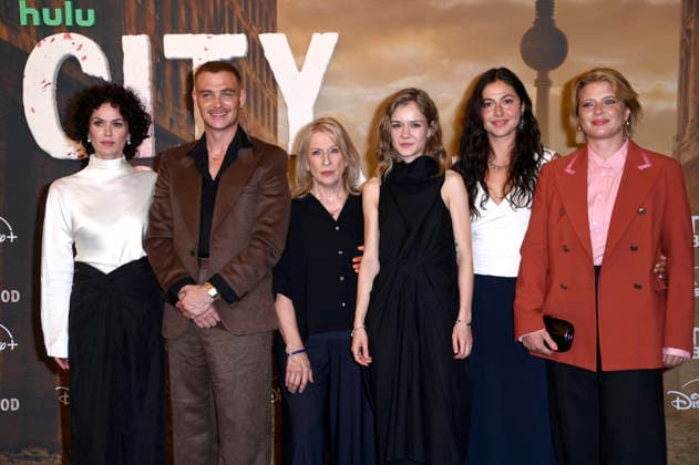 Melika Foroutan, David Schütter, Dagmar Manzel, Lea Drinda, Soma Pysall, and Jördis Triebel at the premiere of the Hulu Original series *City of Blood* at Kino International in Berlin, August 31, 2026 Foto:xN.xKubelkax xFuturexImagex blood_6881