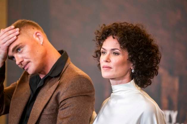 ABB CITYBLOOD: David Schuetter and Melika Foroutan attend the premiere of the German Hulu Original series *City of Blood* at Kino International on August 31, 2026, in Berlin, Germany