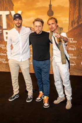 ABB CITYBLOOD: Adrian Topol and Constantin von Jascheroff attended the premiere of the German Hulu Original series *City of Blood* at Kino International on August 31, 2026, in Berlin, Germany