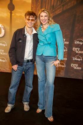 ABB CITYBLOOD: Max Schimmelpfennig and Sarah Loewentraut attend the premiere of the German Hulu Original series *City of Blood* at Kino International on August 31, 2026, in Berlin, Germany
