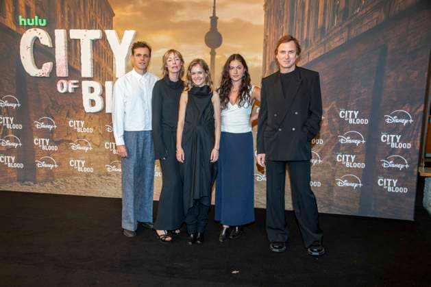 ABB CITYBLOOD: Jenny Schily, Lea Drinda, Soma Pysall, and Lars Eidinger attend the premiere of the German Hulu Original series *City of Blood* at Kino International on August 31, 2026, in Berlin, Germany
