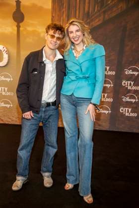 ABB CITYBLOOD: Max Schimmelpfennig and Sarah Loewentraut attend the premiere of the German Hulu Original series *City of Blood* at Kino International on August 31, 2026, in Berlin, Germany