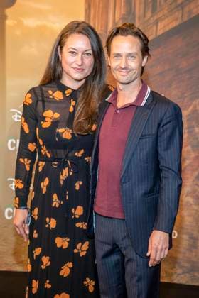 ABB CITYBLOOD: Annie Mosebach and her husband Tom Schilling attend the premiere of the German Hulu Original series *City of Blood* at Kino International on August 31, 2026, in Berlin, Germany
