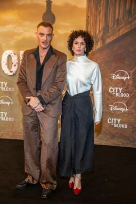 ABB CITYBLOOD: David Schuetter and Melika Foroutan attend the premiere of the German Hulu Original series *City of Blood* at Kino International on August 31, 2026, in Berlin, Germany