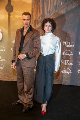 ABB CITYBLOOD: David Schuetter and Melika Foroutan attend the premiere of the German Hulu Original series *City of Blood* at Kino International on August 31, 2026, in Berlin, Germany