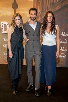 ABB CITYBLOOD: Lea Drinda, Mouataz Alshaltouh, and Soma Pysall attended the premiere of the German Hulu Original series *City of Blood* at Kino International on August 31, 2026, in Berlin, Germany.