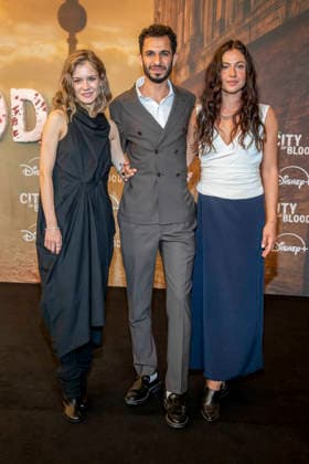 ABB CITYBLOOD: Lea Drinda, Mouataz Alshaltouh, and Soma Pysall attended the premiere of the German Hulu Original series *City of Blood* at Kino International on August 31, 2026, in Berlin, Germany.