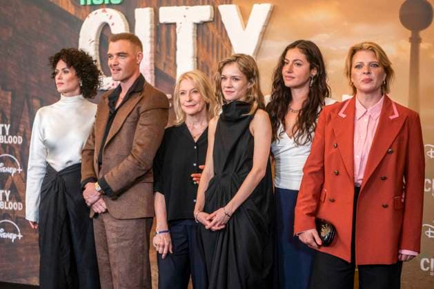 ABB CITYBLOOD: Melika Foroutan, David Schuetter, Dagmar Manzel, Lea Drinda, Soma Pysall, and Joerdis Triebel attended the premiere of the German Hulu Original series *City of Blood* at Kino International on August 31, 2026, in Berlin, Germany