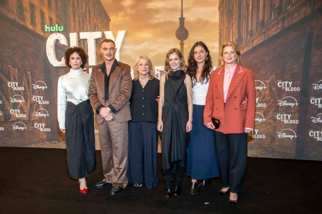 ABB CITYBLOOD: Melika Foroutan, David Schütter, Dagmar Manzel, Lea Drinda, Soma Pysall, and Joerdis Triebel attended the premiere of the German Hulu Original series *City of Blood* at Kino International on August 31, 2026, in Berlin, Germany
