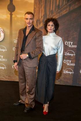 ABB CITYBLOOD: David Schuetter and Melika Foroutan attend the premiere of the German Hulu Original series *City of Blood* at Kino International on August 31, 2026, in Berlin, Germany