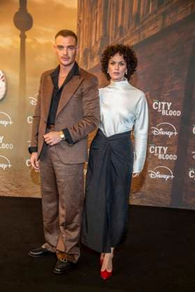 ABB CITYBLOOD: David Schuetter and Melika Foroutan attended the premiere of the German Hulu Original series *City of Blood* at Kino International on August 31, 2026, in Berlin, Germany