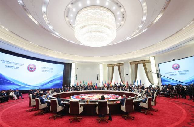 Kyrgyzstan SCO Summit 9232590 01.09.2026 Heads of delegations attend a meeting in the Shanghai Cooperation Organization (SCO) Plus format in Bishkek, Kyrgyzstan. Vyacheslav Prokofiev Sputnik Bishkek Kyrgyzstan  Copyright: xVyacheslavxProkofievx