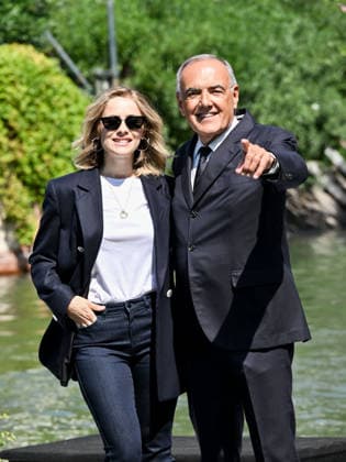 IPA87996966 - Rome, Restoration of the Arch of Janus; Venice, 83rd Venice International Film Festival 2026 arrivals at the Excelsior Hotel pier Pictured: Greta Scarano, host; Alberto Barbera, director  Copyright: xSimonexComix xPoolxPhotoxEventsx08x 87996966