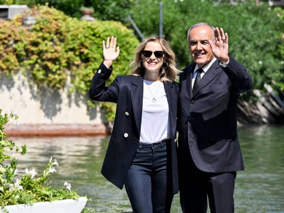 IPA87996968 - Rome, Restoration of the Arch of Janus; Venice, 83rd Venice International Film Festival 2026 arrivals at the Excelsior Hotel pier Pictured: Greta Scarano, host, and Alberto Barbera, director  Copyright: xSimonexComix xPoolxPhotoxEventsx08x 87996968