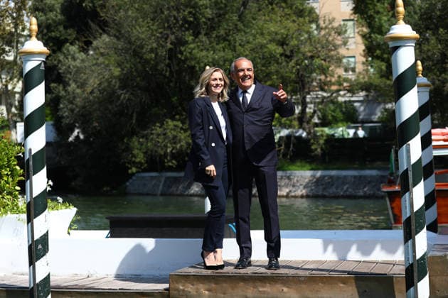 September 1, 2026, Venice Lido, Veneto, Italy: GRETA SCARANO, host of the 83rd Venice International Film.Festival, arrives in Venice Lido, Italy and is welcomed by festival director ALBERTO BARBERA. Venice Lido Italy - ZUMAc179 20260901_zep_c179_079 Copyright: xMickaelxChavetx