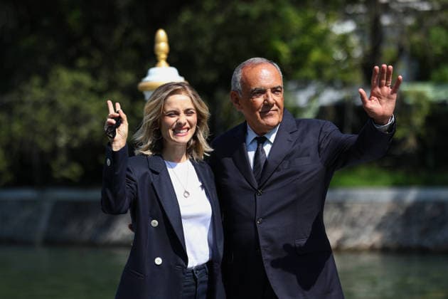 September 1, 2026, Venice Lido, Veneto, Italy: GRETA SCARANO, host of the 83rd Venice International Film.Festival, arrives in Venice Lido, Italy and is welcomed by festival director ALBERTO BARBERA. Venice Lido Italy - ZUMAc179 20260901_zep_c179_081 Copyright: xMickaelxChavetx