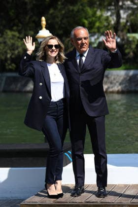 September 1, 2026, Venice Lido, Veneto, Italy: GRETA SCARANO, host of the 83rd Venice International Film.Festival, arrives in Venice Lido, Italy and is welcomed by festival director ALBERTO BARBERA. Venice Lido Italy - ZUMAc179 20260901_zep_c179_083 Copyright: xMickaelxChavetx