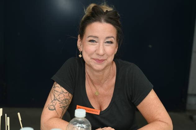Actress Isabell Hertel poses at the big fan gathering and awards ceremony for the RTL series *Unter Uns*