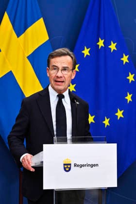 STOCKHOLM, SVERIGE 20260901 Statsminister Ulf Kristersson (M) under en pressträff pa Rosenbad med anledning av det besked som Tysklands regering presenterat rörande hybridangreppet i Leipzig den 4:e augusti. STOCKHOLM SVERIGE x10430x *** STOCKHOLM, SWEDEN 20260901 Prime Minister Ulf Kristersson M during a press conference at Rosenbad following the announcement by the German government regarding the hybrid attack in Leipzig on August 4 STOCKHOLM SWEDEN x10430x  Copyright: xChristinexOlsson TTx PRESSTRÄFF OM EUROPEISKA SÄKERHETSLÄGET 1QPdvEcSvDU
